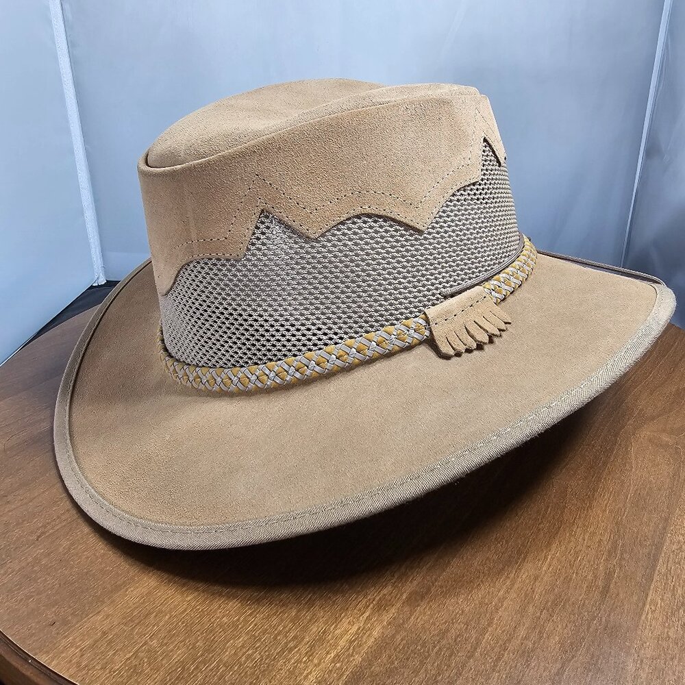Sirocco Wide Brim Suede Sun Hat | American Hat Makers Tan | NWT | XX-LARGE 7 7/8